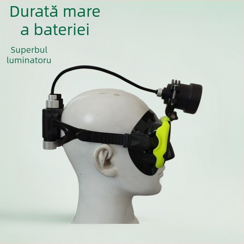 Lumină pentru mască de scufundări cu LED XHP50, carcasă din aliaj de aluminiu, baterie 3×18650