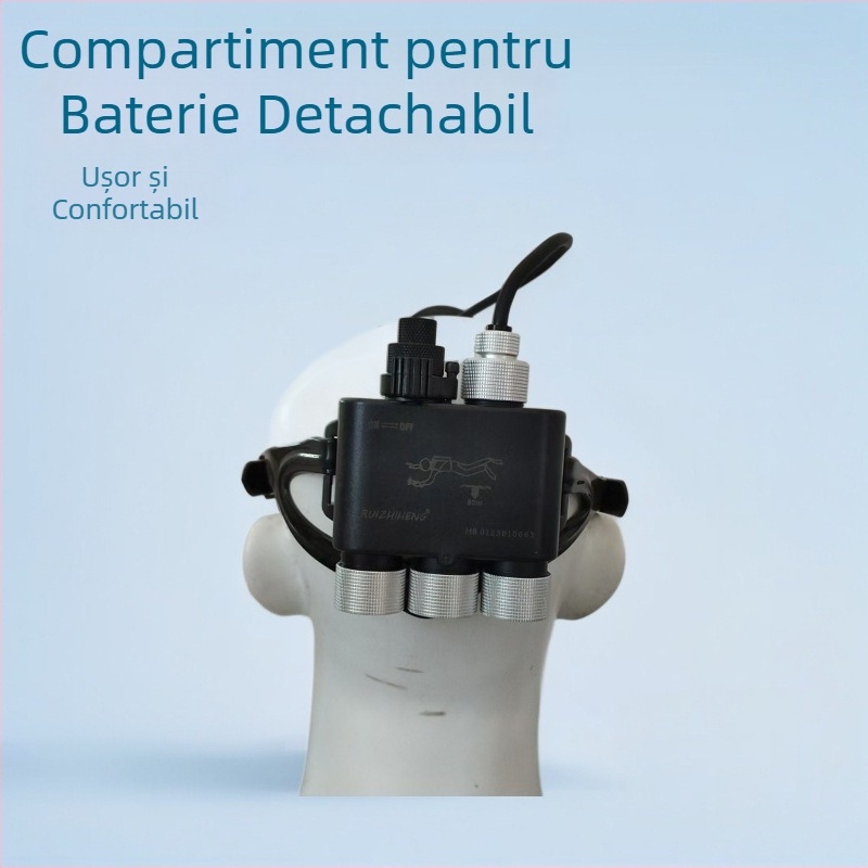 Lumină pentru mască de scufundări cu LED XHP50, carcasă din aliaj de aluminiu, baterie 3×18650