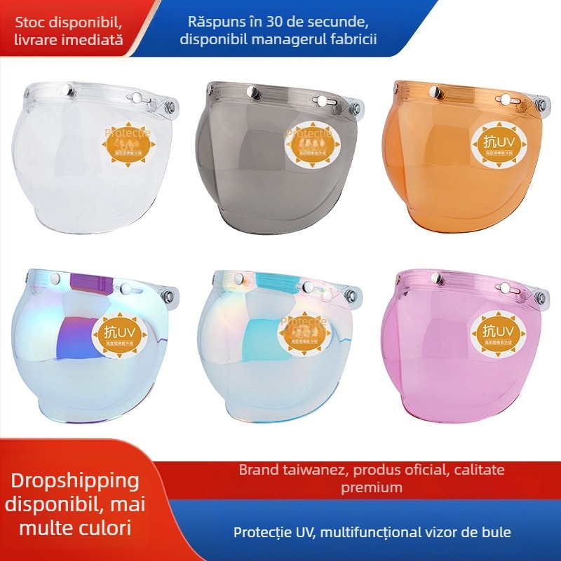 Vizor oglindă bule pentru cască motocicletă - protecție UV, protecție ochi, protecție împotriva nisipului, Brand JEF, Model JEF