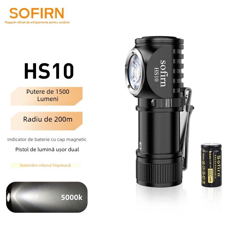 Sofirn HS10 lampă frontală LED - Dual-use (mână/pe cap), 10W, 800mAh, 1000 lm