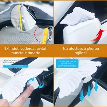 Jucheng Oglindă retrovizoare integrată cu protecție împotriva ploii — design mic, rotund, adeziv fără urme, unghi ultra-larg