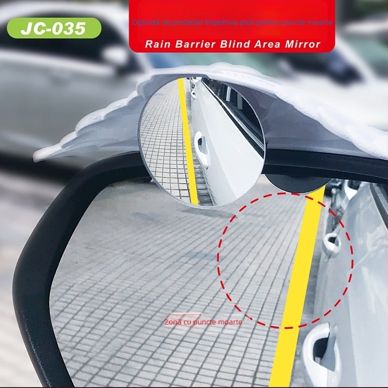 Jucheng Oglindă retrovizoare integrată cu protecție împotriva ploii — design mic, rotund, adeziv fără urme, unghi ultra-larg