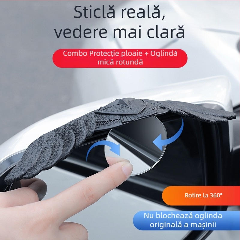 Jucheng Oglindă retrovizoare integrată cu protecție împotriva ploii — design mic, rotund, adeziv fără urme, unghi ultra-larg