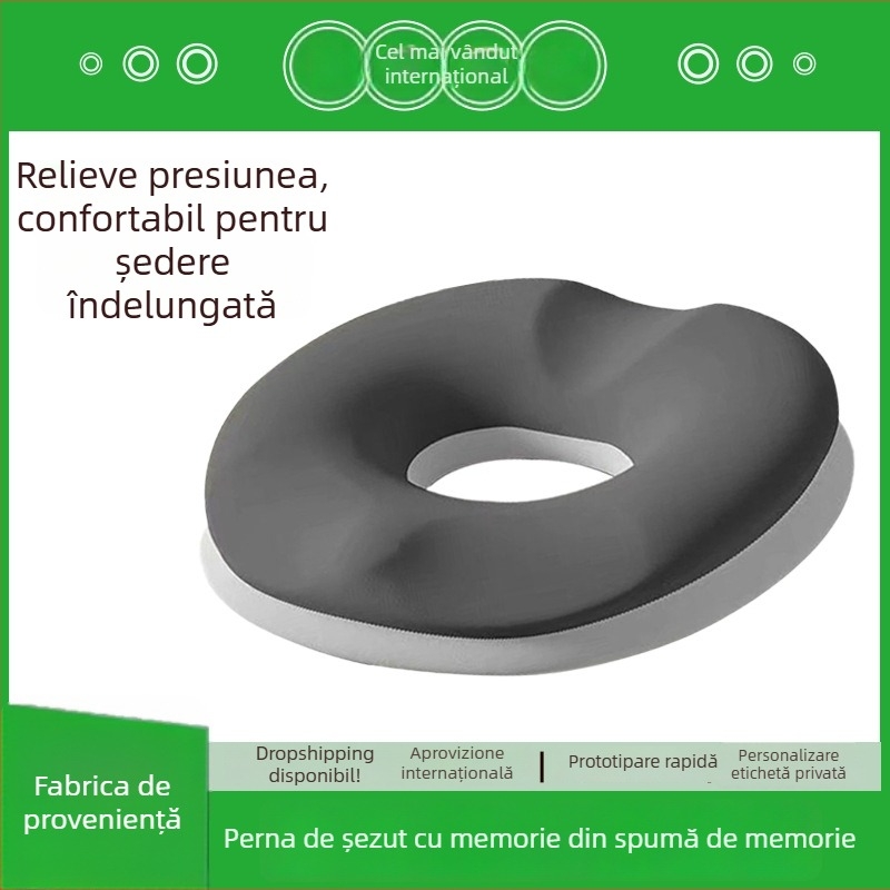 Perne de șezut din spumă cu memorie, husă Ice Silk, ventilată, pentru ședere îndelungată, birou și mașină, reducere a presiunii