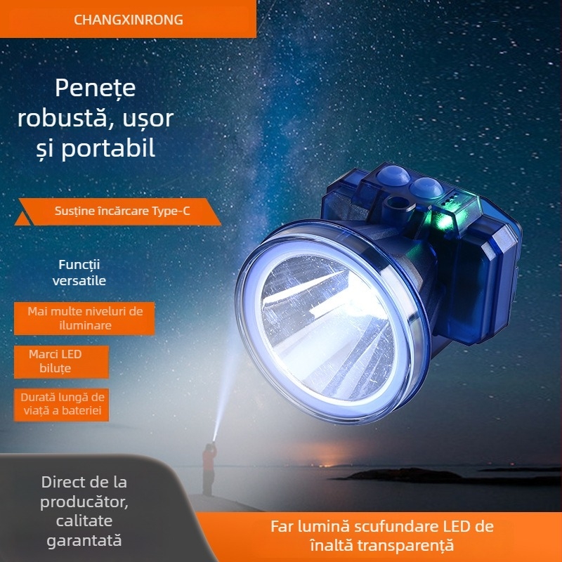 Frontala de scufundare cu LED, reîncărcabilă Li-Po 4000mAh, 8W, rezistentă la apă, rază ≥500m