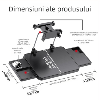 Birou auto pentru laptop și masă pliabilă pentru bancheta din spate – multifuncțional, din plastic, prindere snap-in, Shunwei, compatibil general