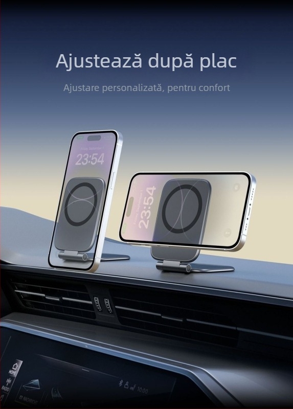 Suport magnetic pentru telefon cu ventuză – ultra-subțire, portabil, compatibil universal pentru navigație auto și montaj pe birou