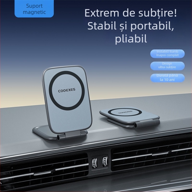 Suport magnetic pentru telefon cu ventuză – ultra-subțire, portabil, compatibil universal pentru navigație auto și montaj pe birou