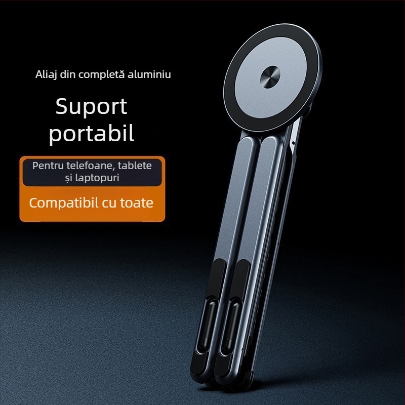 Suport magnetic pentru telefon cu ventuză – ultra-subțire, portabil, compatibil universal pentru navigație auto și montaj pe birou
