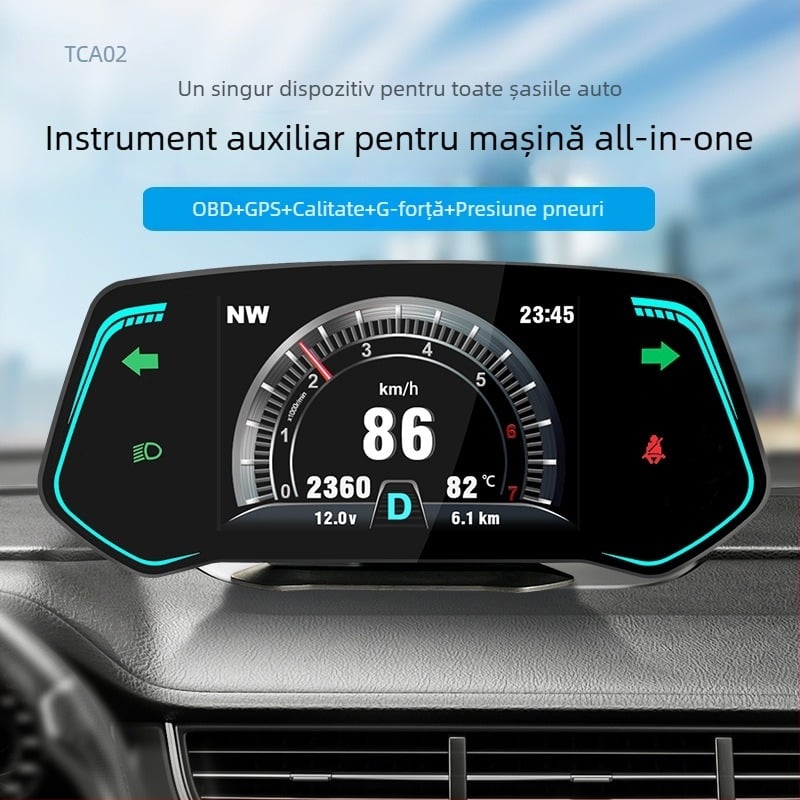 Panou de instrumente LCD OBD, modelul TCA02, alimentare prin interfața OBD, semnal de intrare OBD, greutate 327 g