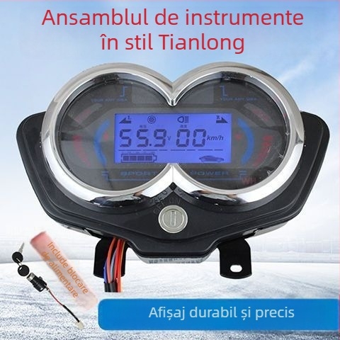 Panou de bord pentru tricicletă electrică, LCD, compatibil universal 48V/60V/72V, măsurător de putere și vitezometru