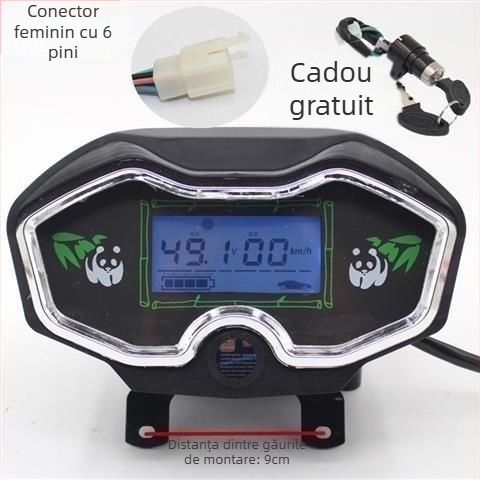 Panou de bord pentru tricicletă electrică, LCD, compatibil universal 48V/60V/72V, măsurător de putere și vitezometru