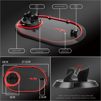 Suport pentru telefon auto cu cadru fix pentru navigație și pernă antiderapantă – Material PVC, producție personalizată, marcă DePaul