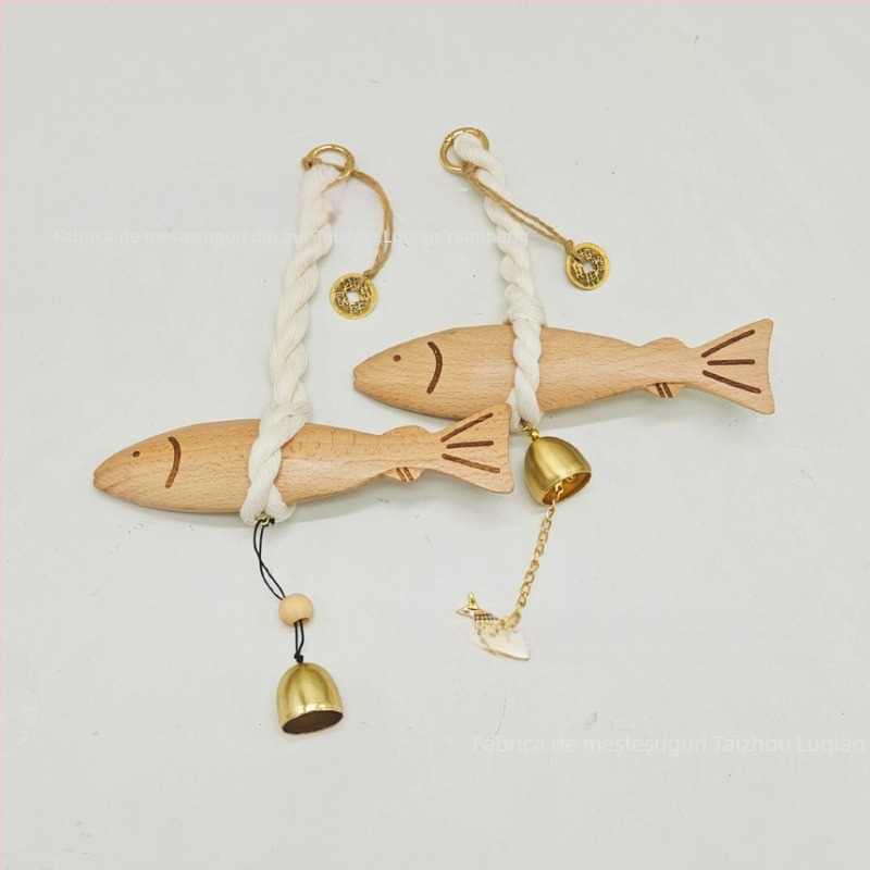 Pandantiv din lemn în formă de pește, decor de perete suspendat, lucrat manual, stil coreean, cadou