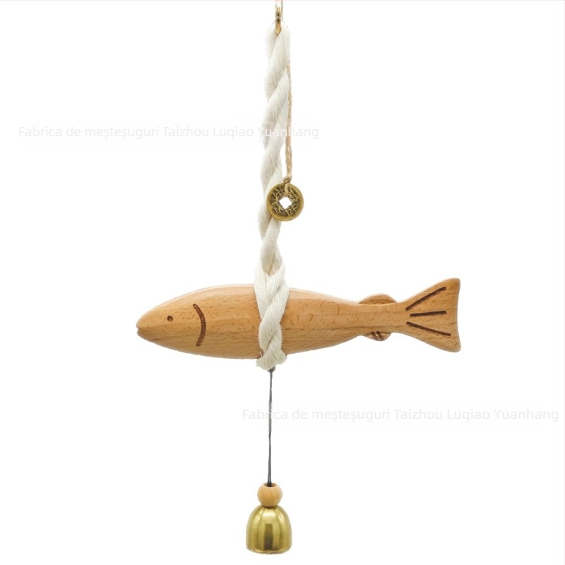 Pandantiv din lemn în formă de pește, decor de perete suspendat, lucrat manual, stil coreean, cadou