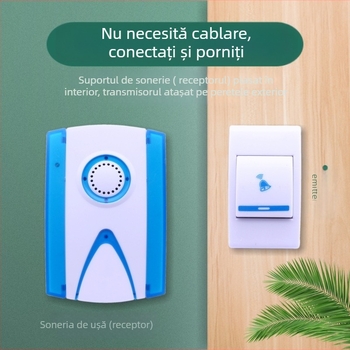 Sonerie wireless pentru ușa cu muzică digitală, telecomandă, mai multe tonuri de apel, alimentare cu baterie sau prin priză
