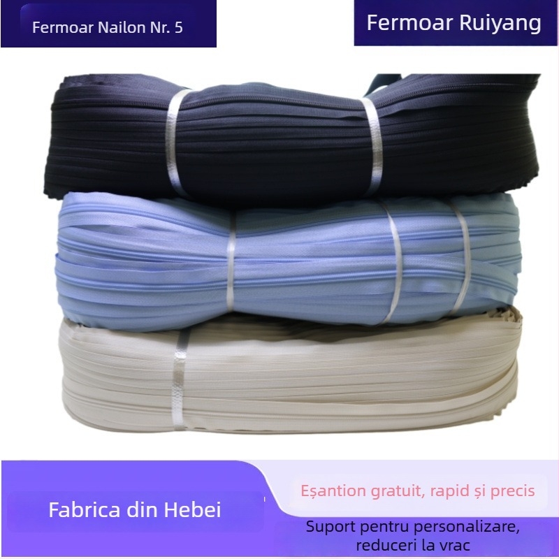 Fermoar din nylon nr. 5 pentru huse de pilotă, fețe de pernă, textile de casă, haine, genți și jucării