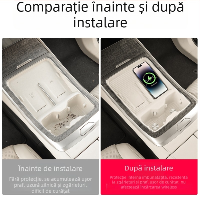 Pad silicon pentru încărcare wireless, suport pentru pahare în consola centrală, protecție și decor interior auto; Material: siliciu; Origine: Guangdong; Personalizare: Niciuna