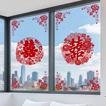 Maiwei autocolant static pentru fereastră, decor de nuntă – instalare fără găuri, decor pentru fereastră