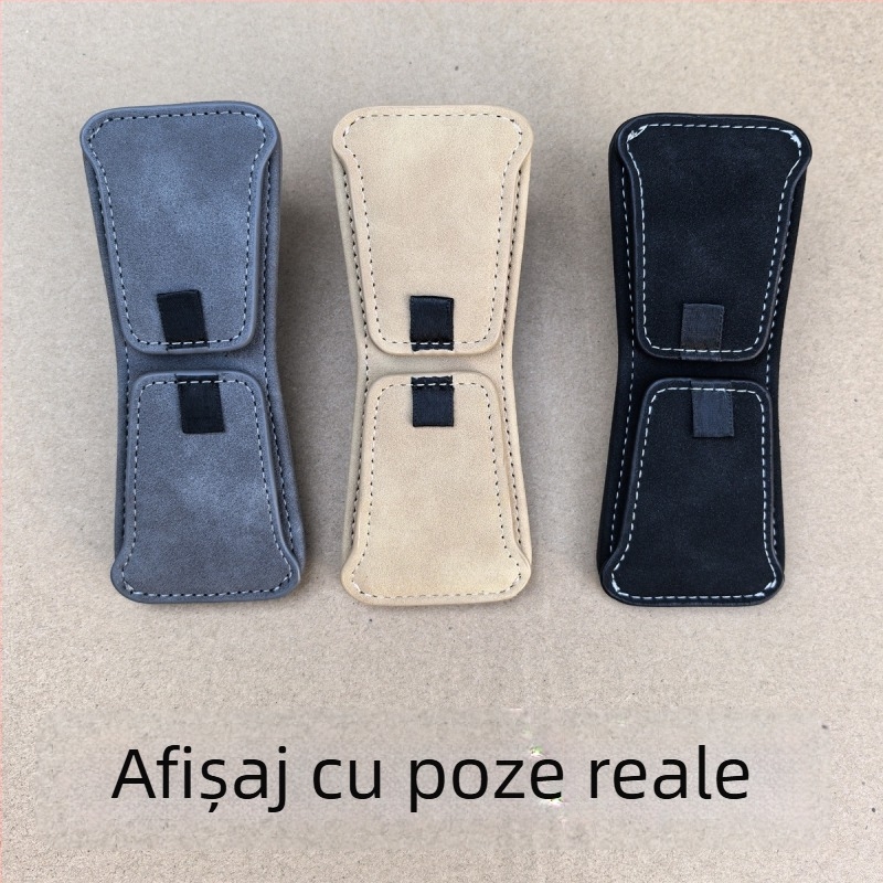 Clip pentru ochelari auto din velur PU, prindere magnetică, clip dublu pentru parasolar și interiorul mașinii, suport pentru ID