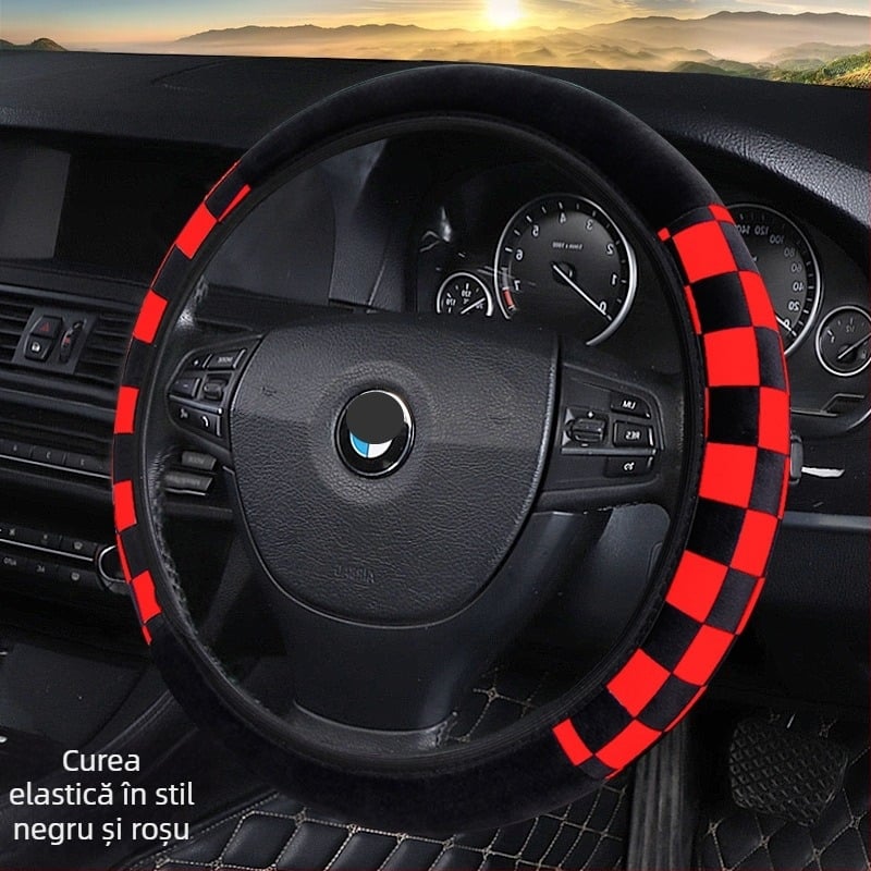 Husă de volan din pluș, fixare universală, stil original, personalizare disponibilă, Rongfeng