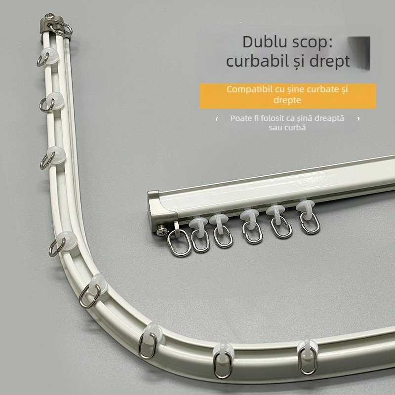 Șină de perdele silențioasă pentru balcon, ghid șerpiiform, curbură în formă de U și L, din aliaj de aluminiu, personalizabilă