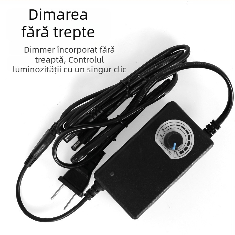 Panou de iluminat pentru studio din aluminiu, cu bandă LED pentru lumină difuză, reglaj continuu, 22W, 7–12V