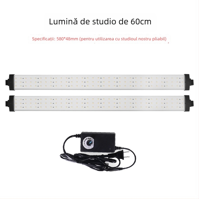 Panou de iluminat pentru studio din aluminiu, cu bandă LED pentru lumină difuză, reglaj continuu, 22W, 7–12V