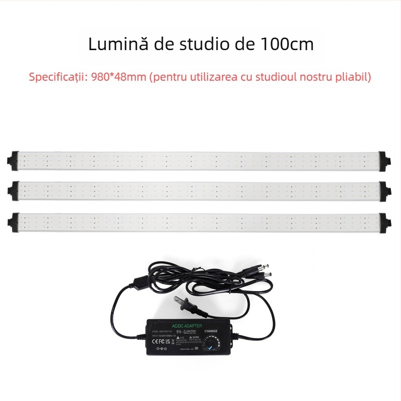 Panou de iluminat pentru studio din aluminiu, cu bandă LED pentru lumină difuză, reglaj continuu, 22W, 7–12V