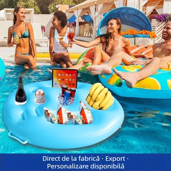 Suport de pahare gonflabil pentru piscină cu Ice Bar — PVC, design cu nouă găuri, brand JINGXIN, pentru plajă și petreceri la piscină