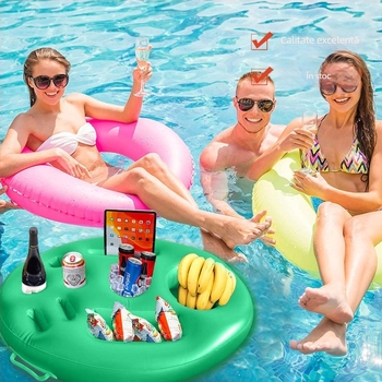 Suport de pahare gonflabil pentru piscină cu Ice Bar — PVC, design cu nouă găuri, brand JINGXIN, pentru plajă și petreceri la piscină