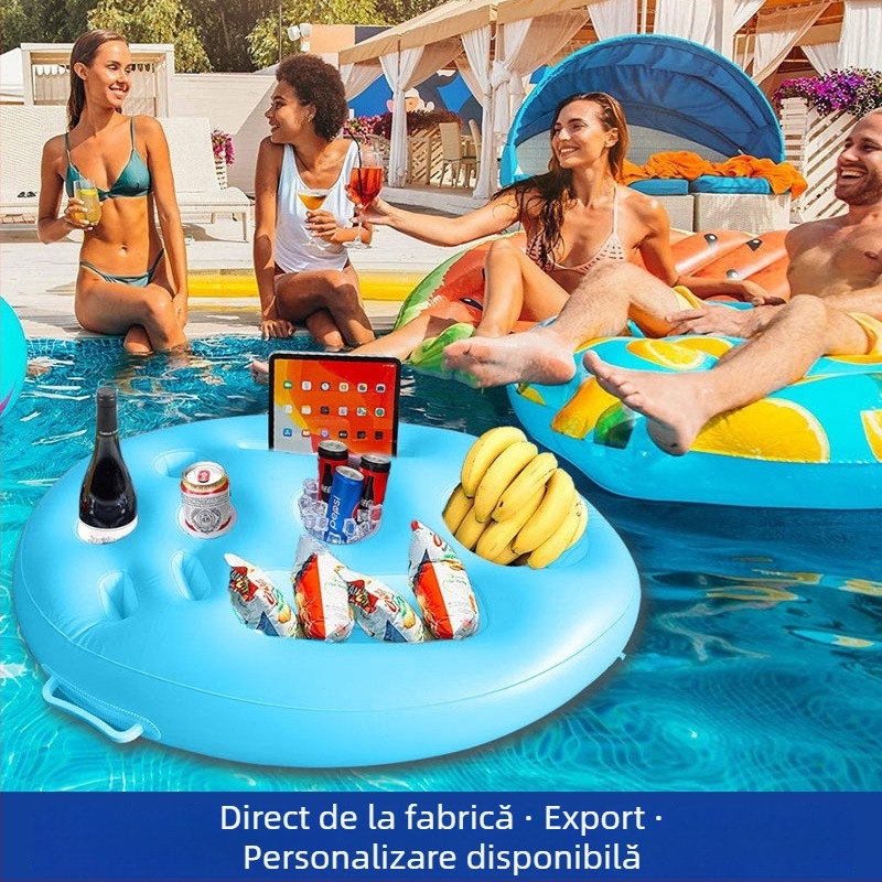 Suport de pahare gonflabil pentru piscină cu Ice Bar — PVC, design cu nouă găuri, brand JINGXIN, pentru plajă și petreceri la piscină