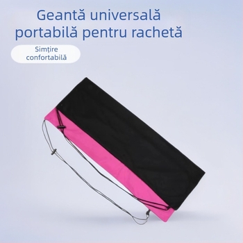 Geantă portabilă pentru rachete de badminton și tenis de masă, cu căptușeală din flanelă și exterior din poliester, logo tipărit, pentru adulți, depozitare universală.