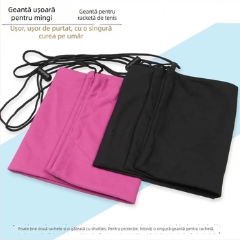 Geantă portabilă pentru rachete de badminton și tenis de masă, cu căptușeală din flanelă și exterior din poliester, logo tipărit, pentru adulți, depozitare universală.