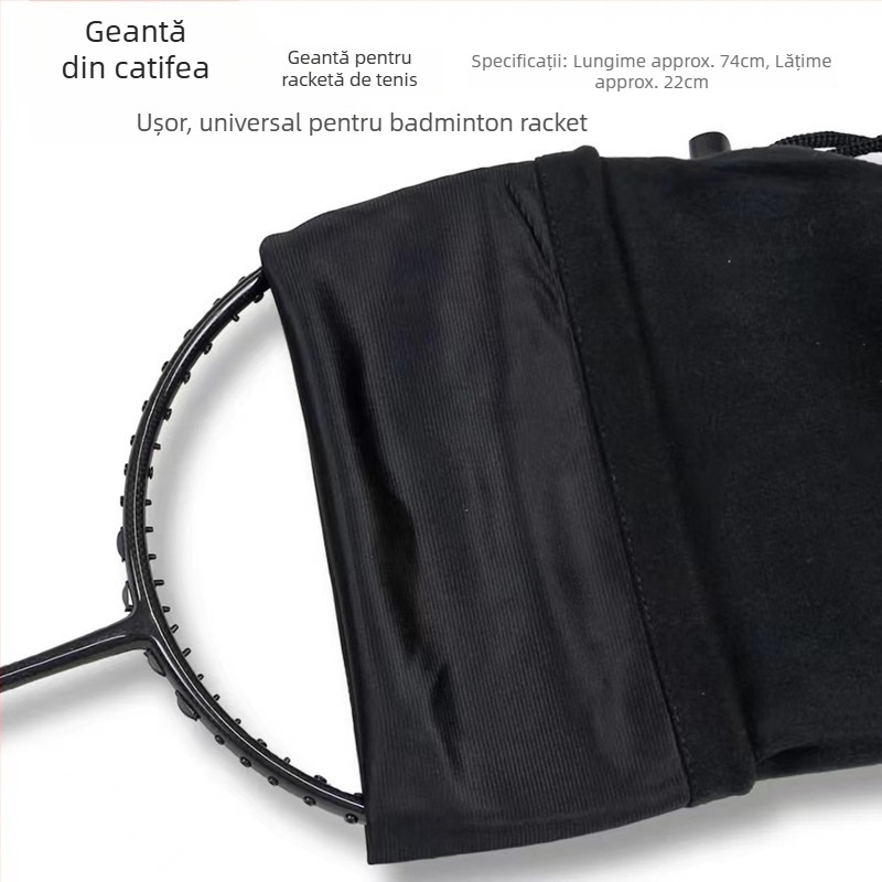 Geantă portabilă pentru rachete de badminton și tenis de masă, cu căptușeală din flanelă și exterior din poliester, logo tipărit, pentru adulți, depozitare universală.