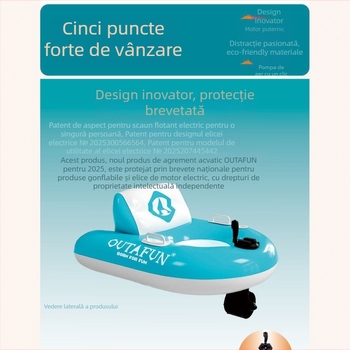 Plută electrică gonflabilă pentru o persoană cu propulsor rotativ — PVC ecologic, încărcare 180–200 kg, outafun