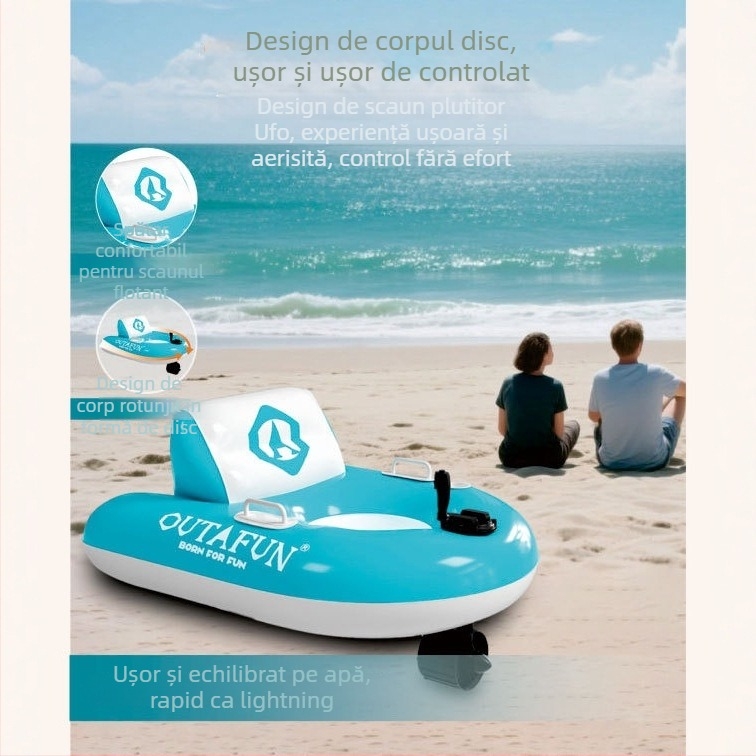 Plută electrică gonflabilă pentru o persoană cu propulsor rotativ — PVC ecologic, încărcare 180–200 kg, outafun