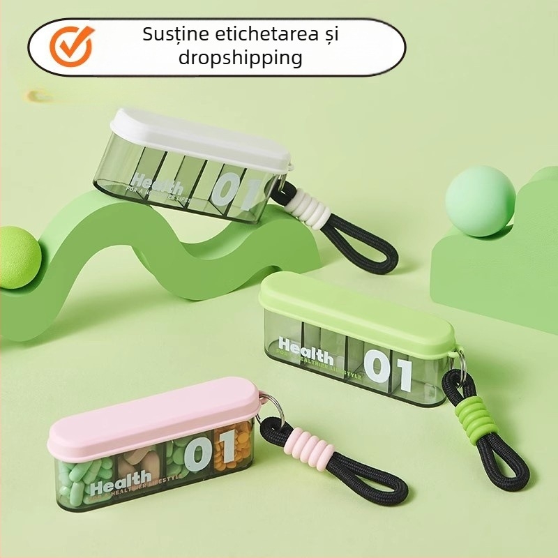 Cutie Jingyi pentru comprimate cu compartimente, sigilată, pentru călătorii, capacitate 18 L, Material PP+ABS