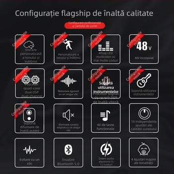 Ten Lights G-4 Microfon pentru calculator pentru karaoke cu baterie încorporată 2000–4000mAh și placă de sunet externă, fără fir, autonomie 3–6 h, SNR ≥70 dB