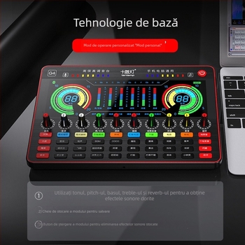 Ten Lights G-4 Microfon pentru calculator pentru karaoke cu baterie încorporată 2000–4000mAh și placă de sunet externă, fără fir, autonomie 3–6 h, SNR ≥70 dB