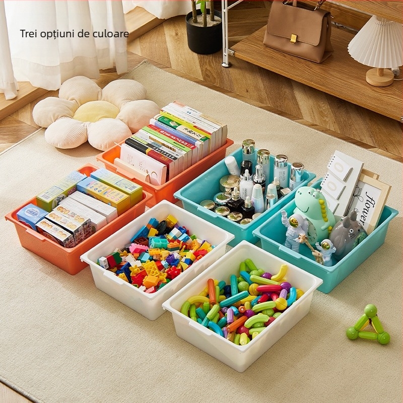 Coș de depozitare pentru jocuri și cosmetică pentru copii, capacitate mare, din plastic, personalizabil cu logo, stil pastoral (material: plastic; personalizare: disponibilă)