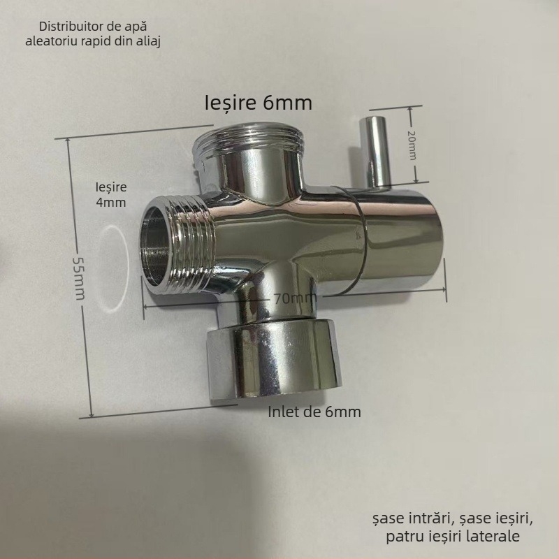 Distribuitor de duș din cupru - 1 intrare, 2 ieșiri, cuplaj universal 4/6, flux mare, accesorii duș cu trei căi