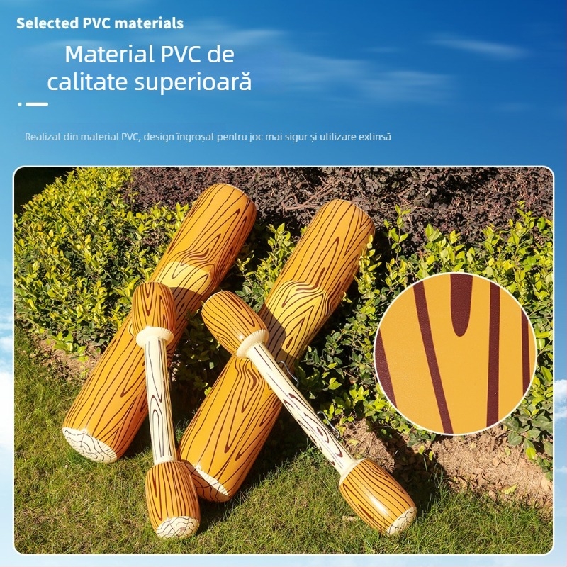 Set gonflabil pentru concursuri pe apă în echipe, cu bețe în textură lemn, PVC, ambalaj Opp, destinat persoanelor 15–35 ani
