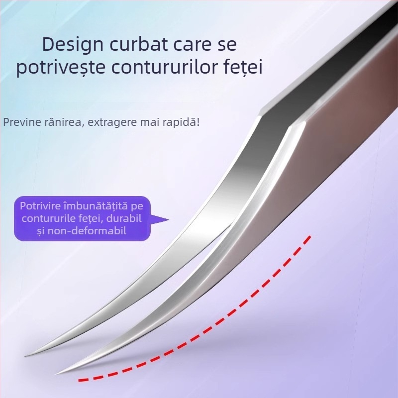 Instrument profesional de salon de înfrumusețare din oțel inoxidabil: clemă pentru acnee tip celulă, design delfin, origine Yangjiang, 5 ani de valabilitate