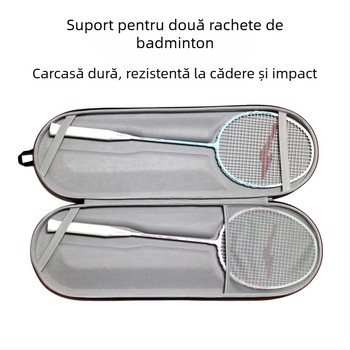 Geantă de depozitare pentru rachetă de badminton cu carcasă EVA dură, husă impermeabilă din Oxford, fără siglă