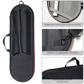 Geantă de depozitare pentru rachetă de badminton cu carcasă EVA dură, husă impermeabilă din Oxford, fără siglă