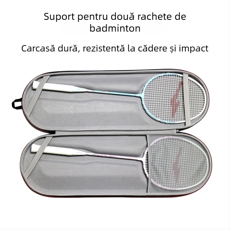 Geantă de depozitare pentru rachetă de badminton cu carcasă EVA dură, husă impermeabilă din Oxford, fără siglă