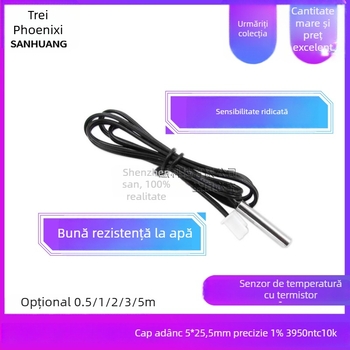 Senzor de temperatură cu termistor - sondă, 3950 NTC, 10K, precizie 1%