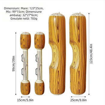 Set gonflabil PVC cu aspect lemn pentru jocuri pe apă, Model 123Li, Vârstă 15–35