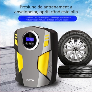 Pompa de aer portabilă pentru mașină, 12V, 120W, 25 L/min, Afișaj digital, Manometru